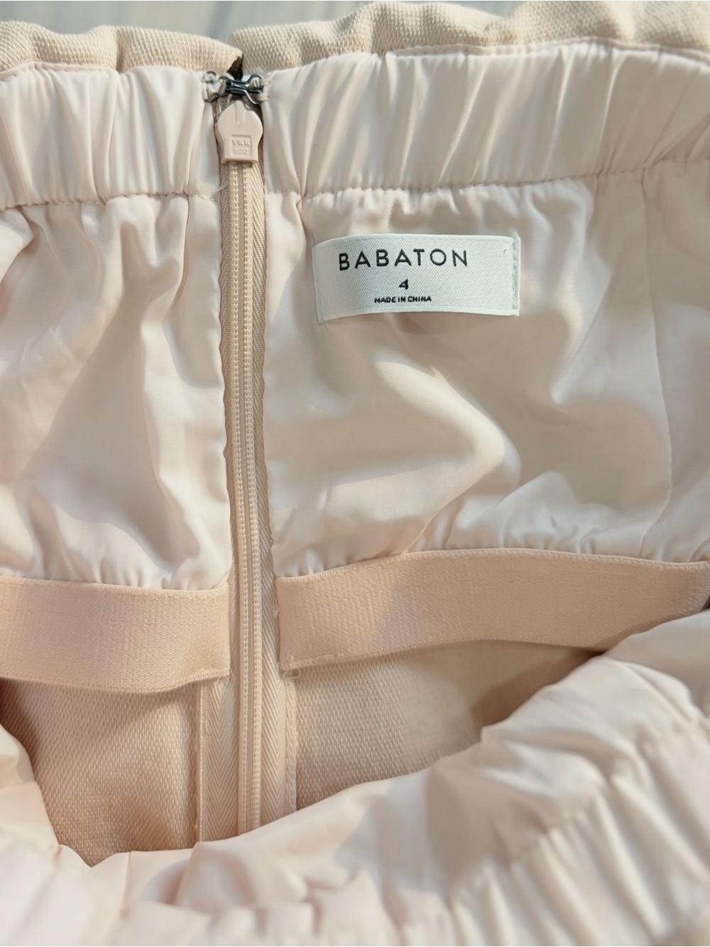 Babaton Blush Beige Strapless Wide Leg Jumpsuit | Size 4 | Balletcore Coquette - Picture 5 of 7